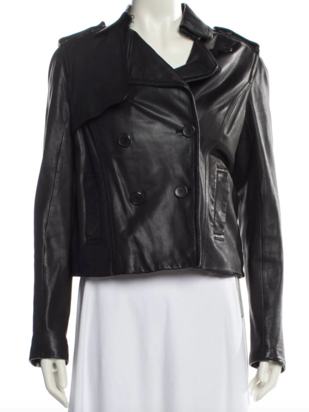 Vince women's black Leather jacket collared button sz medium
